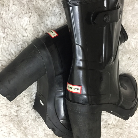 chunky heel rain boots